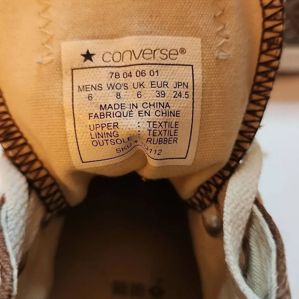 Converse Chuck Taylor All Star Low Top Brown Size Mens 6 Women's 8 Vintage